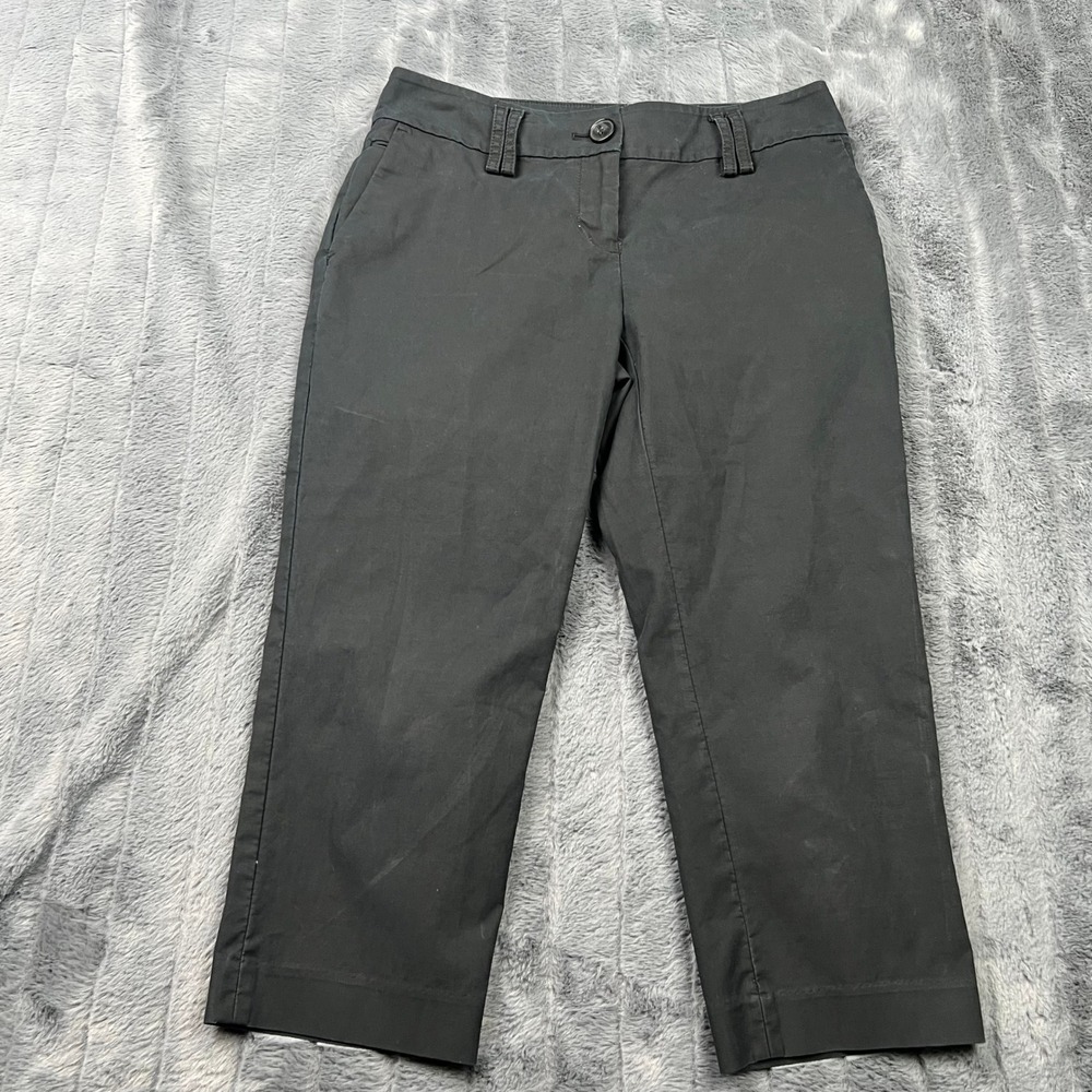 Ann Taylor LOFT Julie Petites Black Cropped Pants Size 4P Cotton Stretch Pants